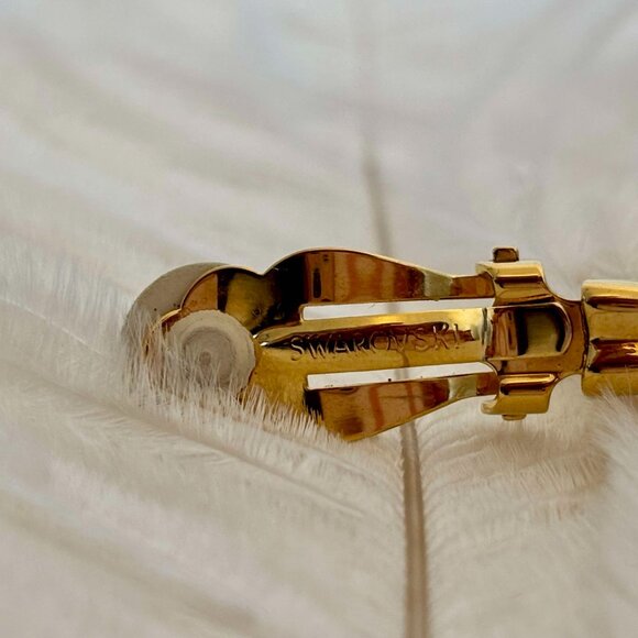 Gold -Tone Plated & Crystals Clip On Earrings Loops - Swarovski - Picture 6 of 6